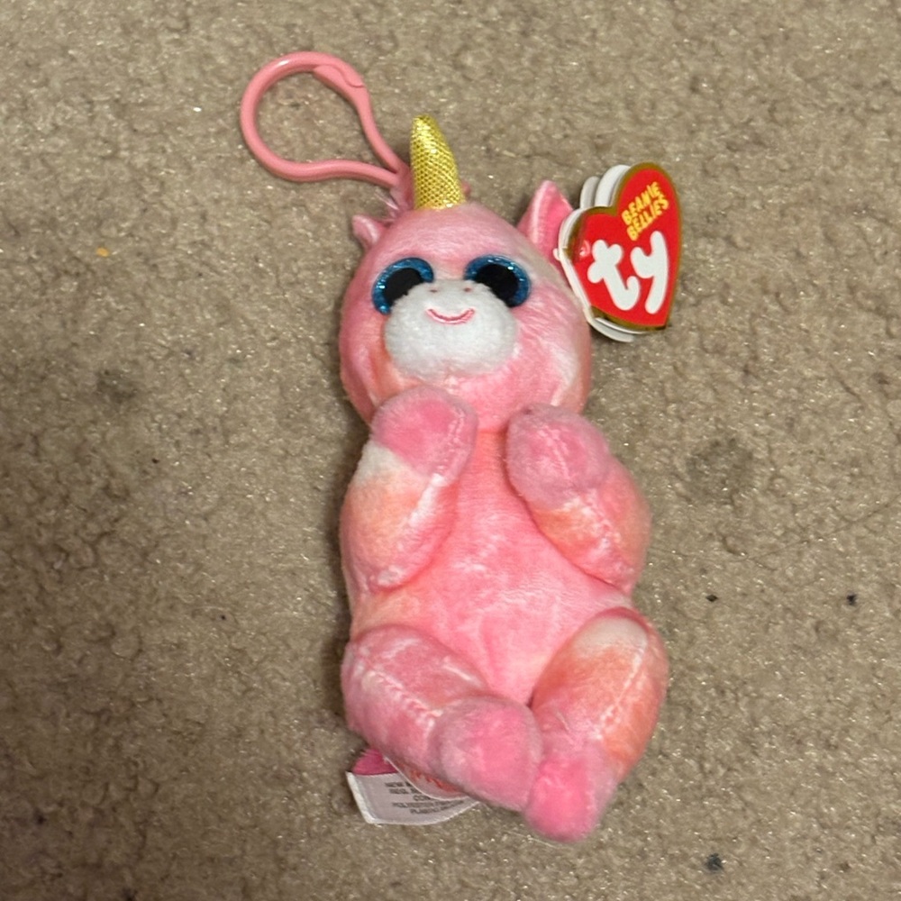 NWT Ty beanie bellies pink unicorn whose name is Skylar